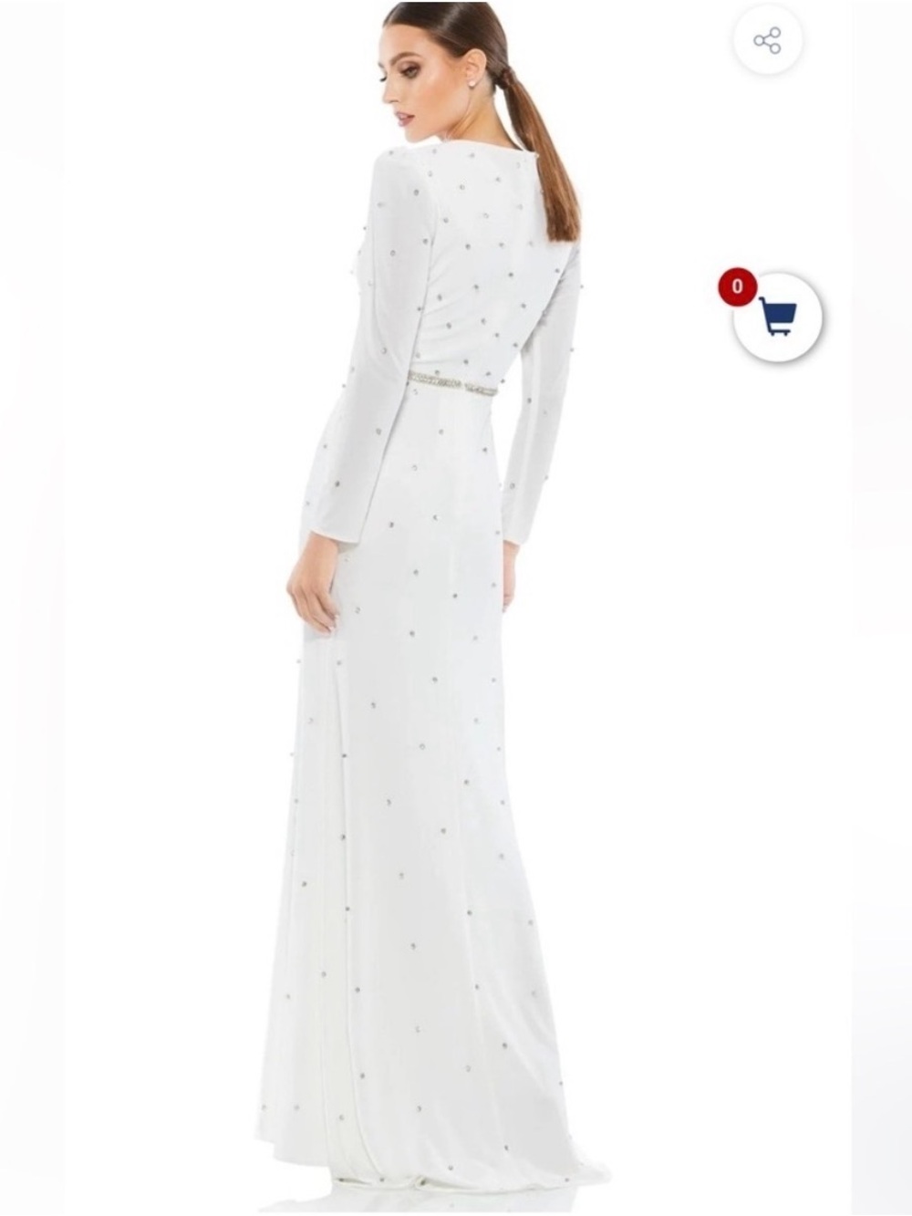 MAC DUGGAL white rhinestone gown 67874 DRESS stretch knit $398 Size 0 D2 - Picture 6 of 6
